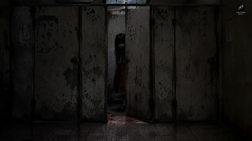 Hanako San dentro de un baño escolar japonés