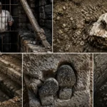 Archaeological remains and ancient foundations associated with the workers buried in building foundations legend
