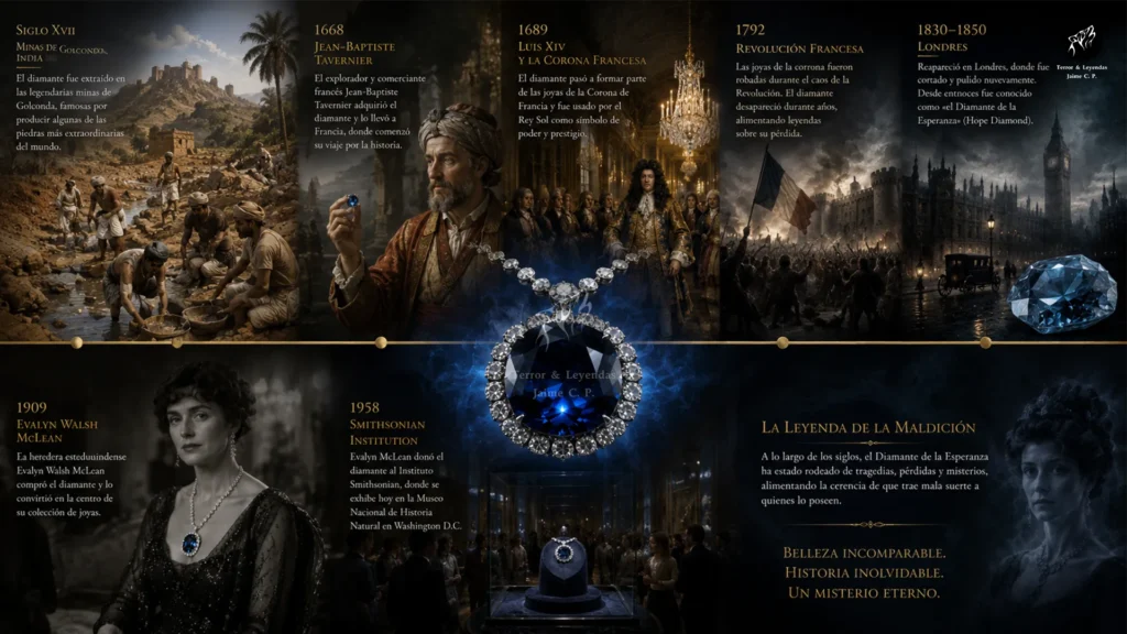 Cronología visual de la historia del Diamante Hope.