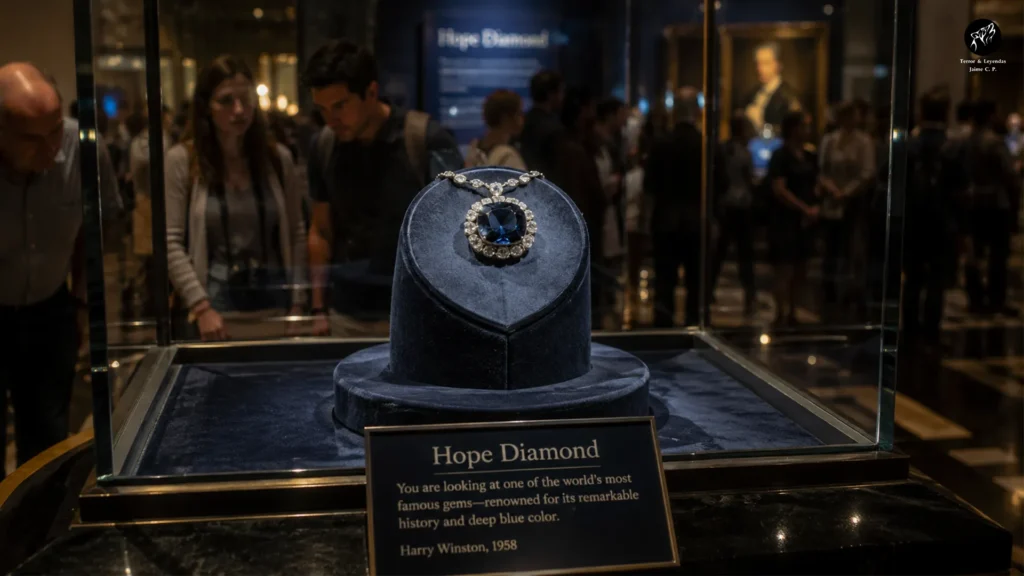 Diamante Hope expuesto en el Museo Nacional de Historia Natural del Smithsonian.