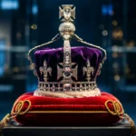 Corona británica con el diamante Koh-i-Noor exhibida en una vitrina del Museo de la Torre de Londres.