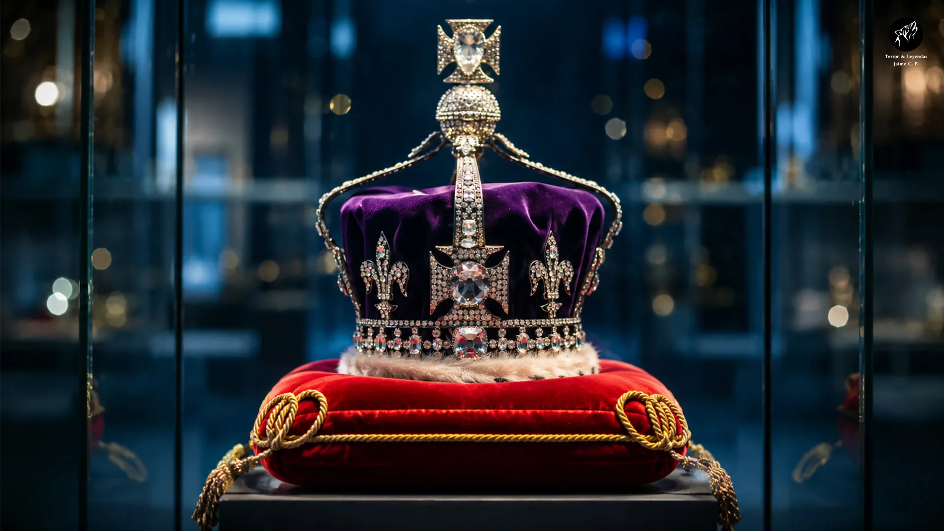 Corona británica con el diamante Koh-i-Noor exhibida en una vitrina del Museo de la Torre de Londres.