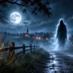 Fantasma de Ridgeway en un camino rural de Wisconsin bajo la luna llena