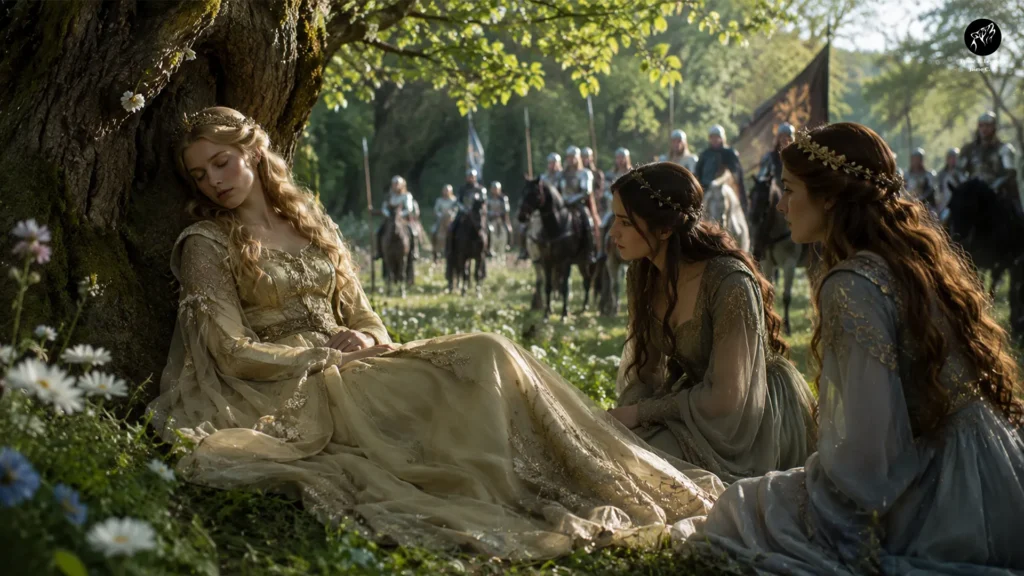 Lady Heurodis bajo el árbol antes de ser raptada